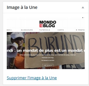 Article : Image &agrave; la Une